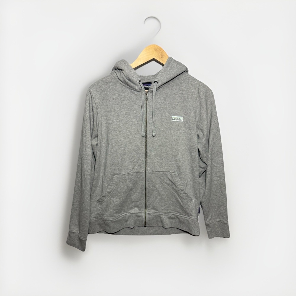 Patagonia Ahnya Full Zip Hoodie Gray Organic Cotton Womens M